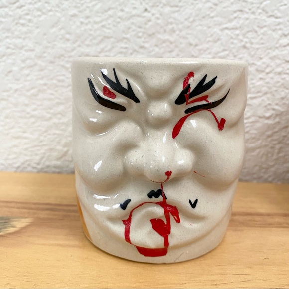 Lot 4 Rare Otagiri Japan Kabuki Mask 3D Face Tiki Mug Ceramic Drinking Glasses - Picture 8 of 16